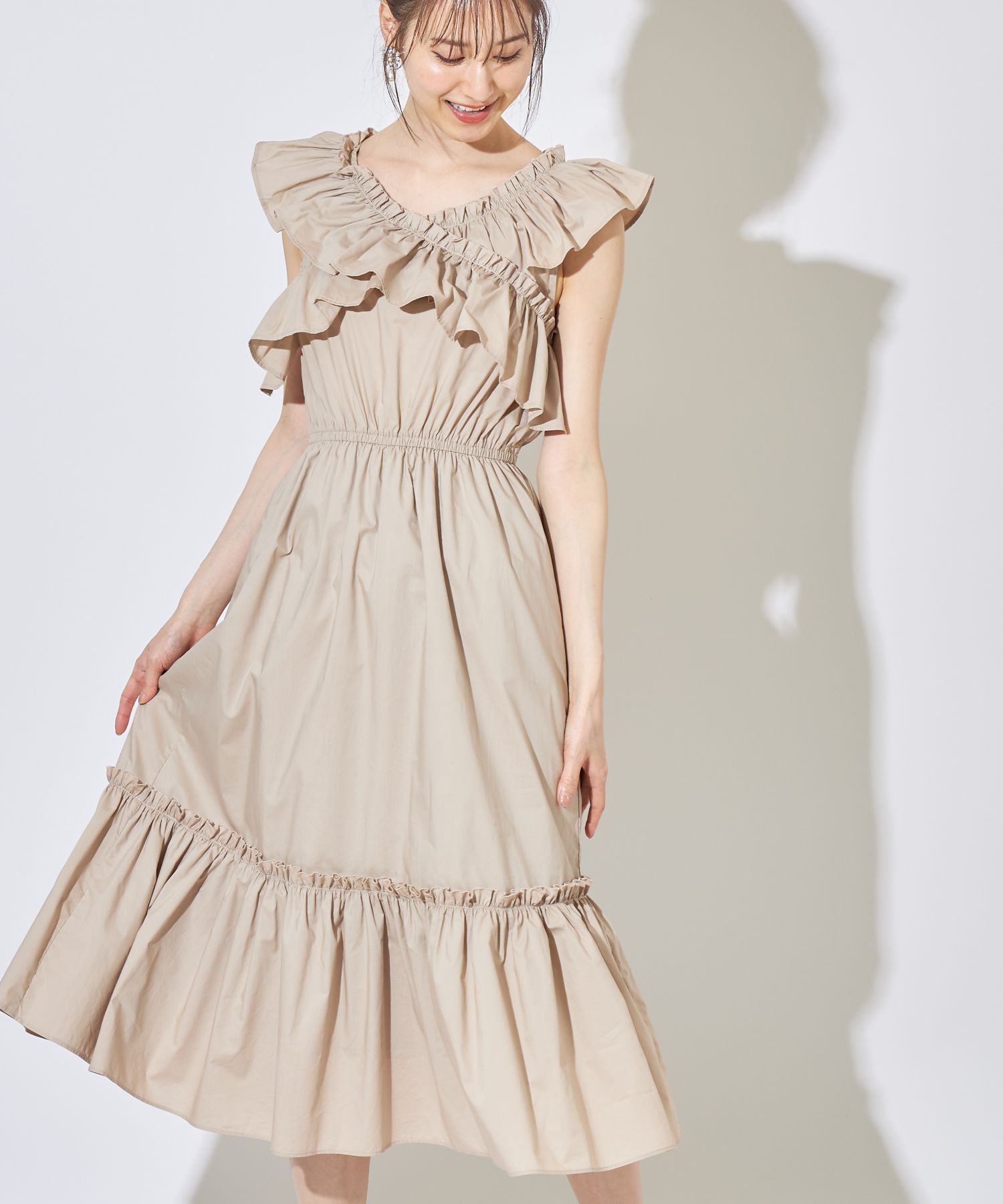 フリル付きクロスカシュクールマキシワンピース トッコクローゼット Tocco Closet Magaseek