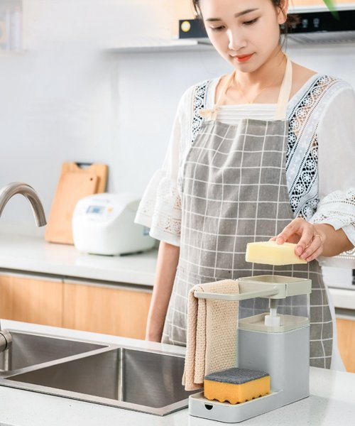 aimoha(aimoha（アイモハ）)/食器洗剤が入れられる押すだけスポンジ収納 キッチン/グレー