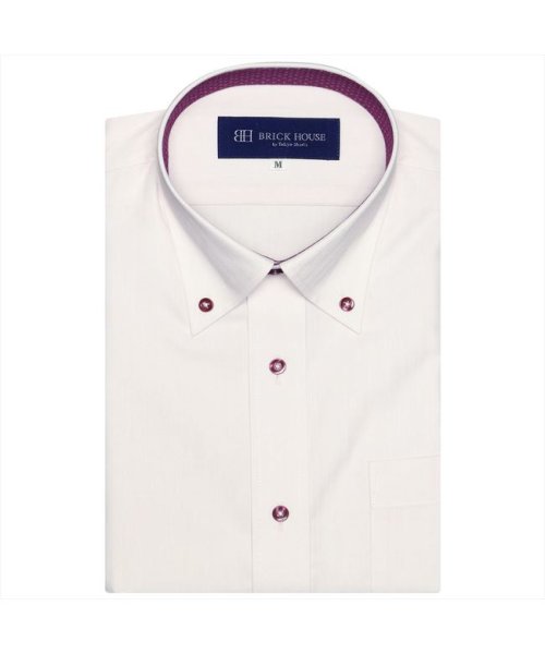 TOKYO SHIRTS(TOKYO SHIRTS)/ワイシャツ 半袖 形態安定 ボタンダウン メンズ/ピンク・レッド