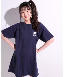 ZIDDY(ジディー)/【 FILA × ZIDDY 】【ニコ☆プチ掲載】ロゴライン ビッグTシャツ ワ/ネイビー