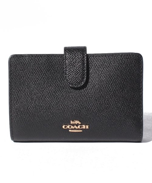COACH(コーチ)/【COACH】コーチ 二つ折り財布 27968 Medium Corner Zip Wallet/ブラック