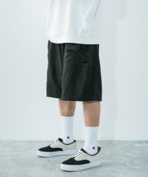 Rocky Monroe(ロッキーモンロー)/ハーフパンツ メンズ ショート ショーツ 短パン 半パン 膝下 スウェット 裏毛 ワンマイル ルームウェア シンプル 無地 リラックス ワイド ゆったり 大容量/ブラック