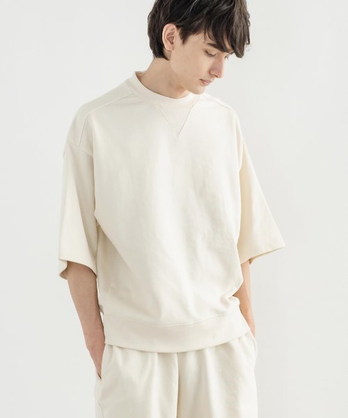 クーポン セール 32 Off 半袖スウェット メンズ レディース Tシャツ トレーナー 5分袖 裏毛 クルーネック カットソー モックネック 綿 ビッグシルエット ルームウェア ワンマイル ロッキーモンロー Rocky Monroe Magaseek