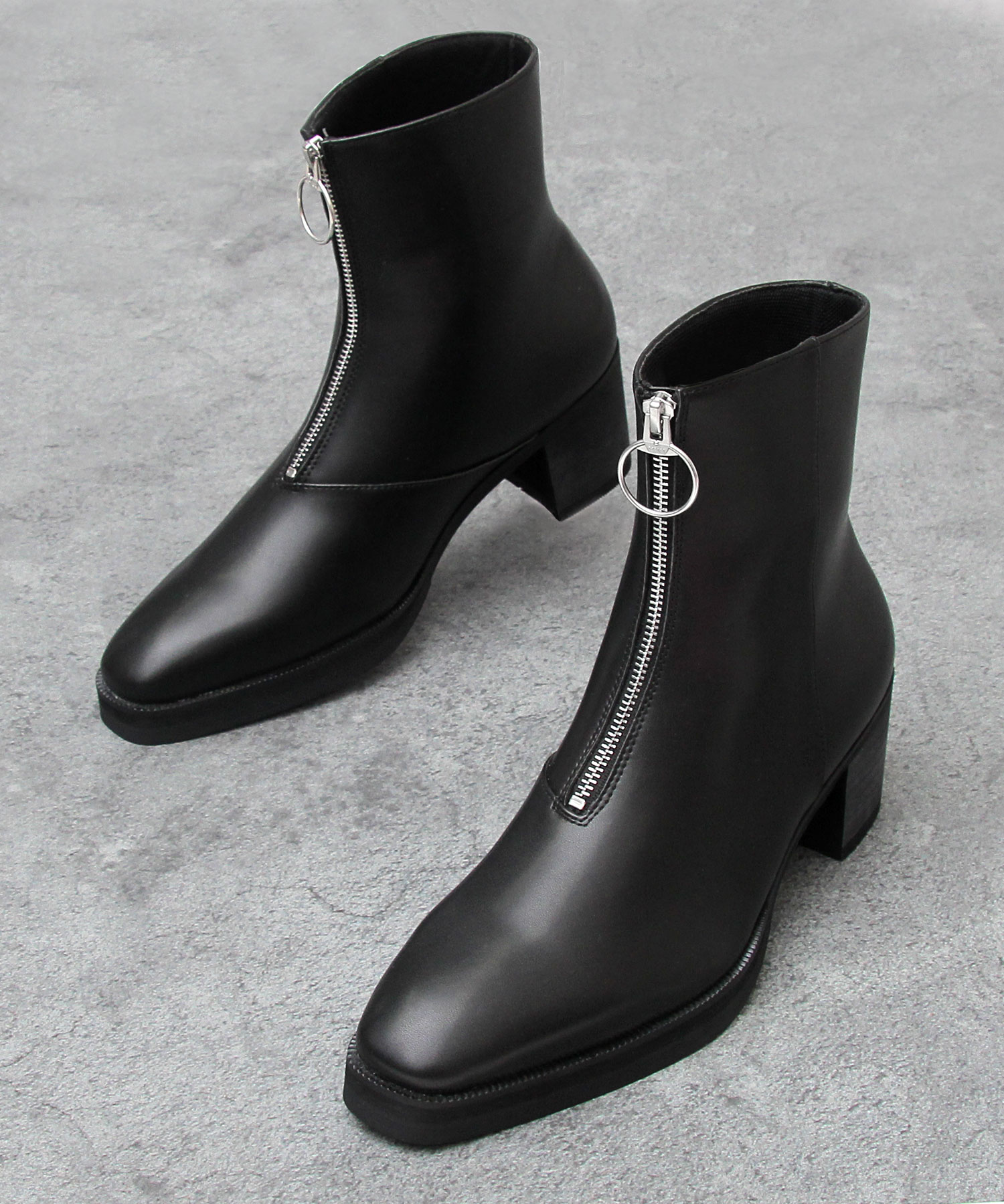 glabella Front Zip Heel Boots