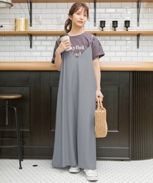 ロングキャミワンピース キャミワンピース フレアキャミワンピース ロングキャミワンピ マキシ丈 ノースリーブ トレンドカラー アドティエ Ad Thie Magaseek