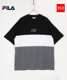 FILA(フィラ)/【別注】【FILA】 フィラ 筆記体ロゴ 刺繍 半袖 Tシャツ    /ブラック