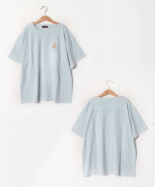 Lovetoxic(ラブトキシック)/ワンポイント刺しゅう半袖Tシャツ/サックス