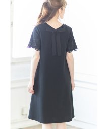 tocco closet(トッコクローゼット)/後ろりぼん付き袖口レース装飾ワンピース/BLACK