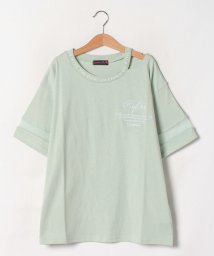 Lovetoxic(ラブトキシック)/衿スリットロゴ半袖Tシャツ/エメラルドグリーン
