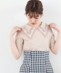 NICE CLAUP OUTLET(ナイスクラップ　アウトレット)/【natural couture】ビッグ衿デザインリブトップス/ライトベージュ