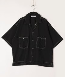 Amerikaya(Amerikaya)/【アメリカ屋】ビッグシルエット オープンカラー半袖シャツ/ブラック