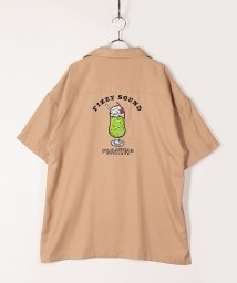 Amerikaya(Amerikaya)/【アメリカ屋】ビッグシルエット バック 刺繍 半袖 シャツ /ベージュ