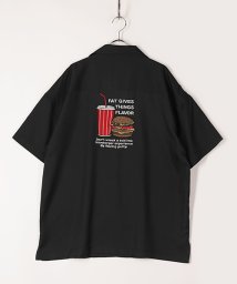 Amerikaya(Amerikaya)/【アメリカ屋】ビッグシルエット バック 刺繍 半袖 シャツ /ピュアブラック