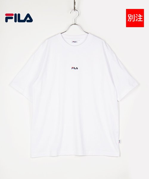 FILA(フィラ)/【別注】【FILA】 フィラ ブロックロゴ 刺繍 半袖 Tシャツ    /ホワイト
