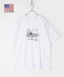 Amerikaya(Amerikaya)/【アメリカ屋】【WEB限定】ラフ画 刺繍 プリント 半袖 Tシャツ   /ホワイト