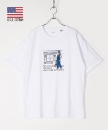 Amerikaya(Amerikaya)/【アメリカ屋】【WEB限定】ラフ画 刺繍 プリント 半袖 Tシャツ   /オフホワイト