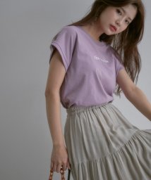 vis-`a-vis(ビザビ)/【WEB限定】フレンチスリーブロゴTシャツ/ピンク（63）