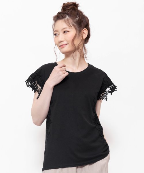 レーストップス レディース トップス 半袖 クルーネック Tシャツ カットソー ミリアンデニ Mili An Deni Magaseek