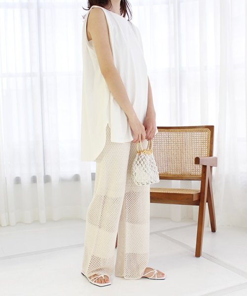 セール 透かし編みニットワイドパンツ モードローブ Mode Robe Magaseek
