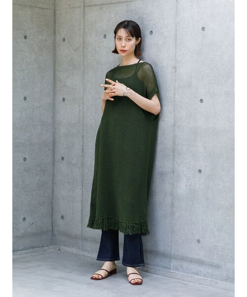 裾フリンジメッシュロングワンピース コエ Koe Magaseek 裾フリンジメッシュロングワンピース コエ Koe Magaseek