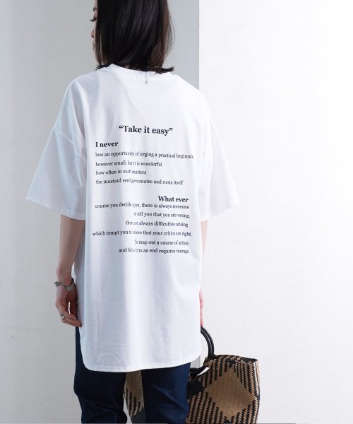 Fizz(フィズ)/【2021新作】バック英字プリントオーバーサイズ半袖Tシャツ　myke SS　TC/オフホワイト