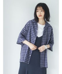 CRAFT STANDARD BOUTIQUE(クラフトスタンダードブティック)/麻混半袖オープンカラーカラーシャツ/ネイビー