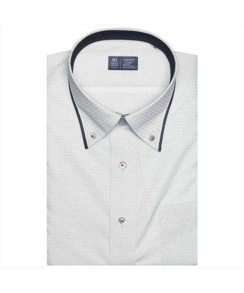 TOKYO SHIRTS(TOKYO SHIRTS)/形態安定 レイヤードクール ボタンダウン 半袖ビジネスワイシャツ/クロ・グレー