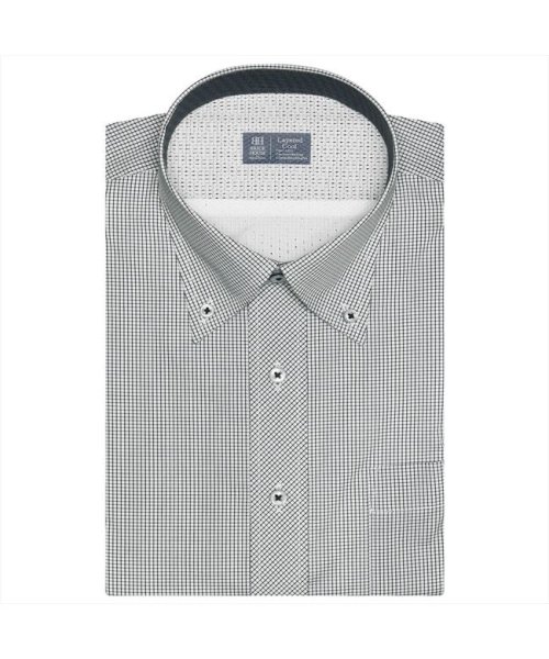 TOKYO SHIRTS(TOKYO SHIRTS)/形態安定 レイヤードクール ボタンダウン 半袖ビジネスワイシャツ/クロ・グレー