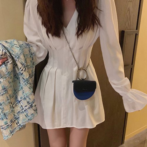 セール シャツワンピース白長袖ミニワンピース ミニミニストア Miniministore Magaseek