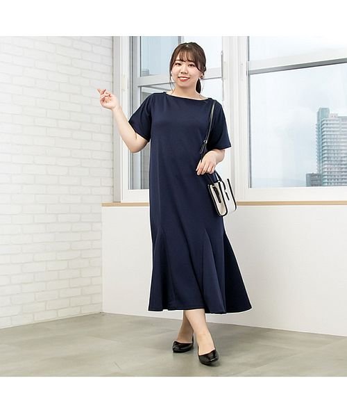 裾フレア半袖ワンピース クレット 大きいサイズ Clette Magaseek