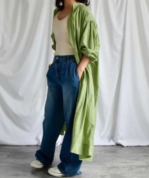 ARGO TOKYO(アルゴトウキョウ)/Cotton sheer volume shirt one－piece 2901401　コットンシアーボリュームシャツワンピース　シャツワンピース　ワンピース　/グリーン