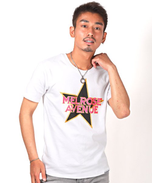 セール Hollywood Rich ハリウッドリッチドットアンド ビッグロゴバックプリント半袖tシャツ Tシャツ メンズ 半袖 クルーネック ロゴ プリント 星 ラグスタイル Luxstyle Magaseek