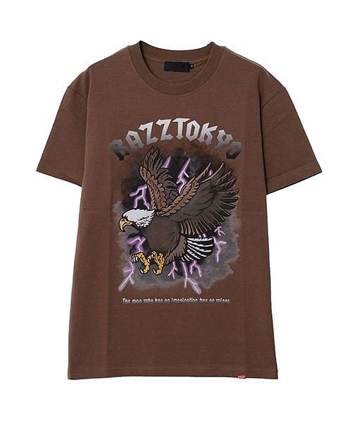 razz(ラズ)/RAZZIS コンドルロゴプリントクルーネック半袖Tシャツ メンズ RAZZIS ラズ ブランド おしゃれ トップス カットソー ロックT ロックTシャツ プリ/ブラウン