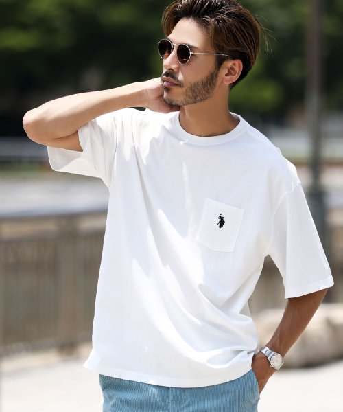 JIGGYS SHOP(ジギーズショップ)/roshell別注 U.S. POLO ASSN TEE / Tシャツ メンズ おしゃれ ティーシャツ 半袖 カットソー トップス クルーネック ビッグシルエッ/ホワイト系2