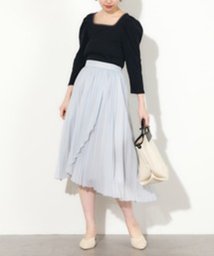 NICE CLAUP OUTLET(ナイスクラップ　アウトレット)/【natural couture】やわらかシアープリーツラップスカート/サックス