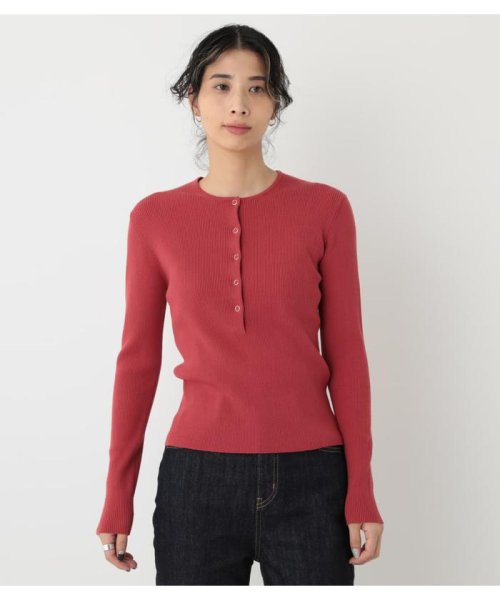 BLACK BY MOUSSY(ブラックバイマウジー)/washable henry neck tops/RED