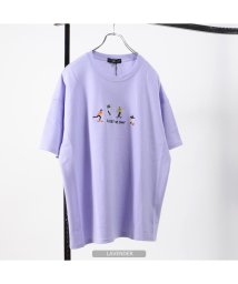 1111clothing(ワンフォークロージング)/◆ヒューマン 刺繍 ビッグTシャツ◆ tシャツ メンズ ビッグt レディース ビッグシルエット tシャツ 刺繍 大きいサイズ トップス 半袖 オーバーサイズ 韓/ラベンダー