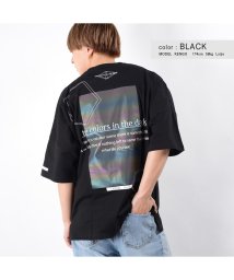 1111clothing(ワンフォークロージング)/◆リフレクタープリント ドルマン Tシャツ◆ tシャツ メンズ ビッグt レディース ビッグシルエット tシャツ ドルマンスリーブ 大きいサイズ トップス 半袖/ブラック