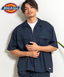 SB Select(エスビーセレクト)/Dickies ビッグシルエット半袖ワークシャツ ディッキーズ シャツ メンズ オシャレ 半袖 国内正規品 大きいサイズ ブランド ワークシャツ オープンカラー/ネイビー系1