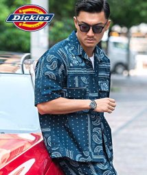 SB Select(エスビーセレクト)/Dickies ビッグシルエット半袖ワークシャツ ディッキーズ シャツ メンズ オシャレ 半袖 国内正規品 大きいサイズ ブランド ワークシャツ オープンカラー/ネイビー