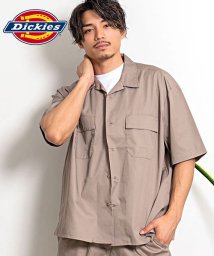 SB Select(エスビーセレクト)/Dickies ビッグシルエット半袖ワークシャツ ディッキーズ シャツ メンズ オシャレ 半袖 国内正規品 大きいサイズ ブランド ワークシャツ オープンカラー/ライトグレー