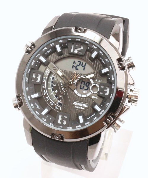 SP(エスピー)/【HPFS】アナデジ アナログ&デジタル腕時計 HPFS9907 メンズ腕時計 デジアナ/ブラック系