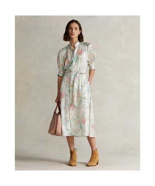 フローラル サテン Aライン ドレス レディースファッション 阪急百貨店公式通販 Hankyu Fashion