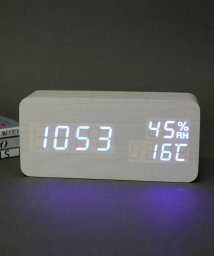 ninon/【置き時計】多機能LEDウッドクロック/504156970