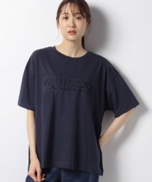 JEANS MATE(ジーンズメイト)/【OUTDOORPRODUCTS】エンボスロゴTシャツ　凹凸　立体ロゴ/ネイビー