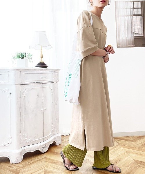 セール ゆるっと楽ちん ロング丈無地コットンフレアワンピース クラシカルエルフ Classical Elf Magaseek