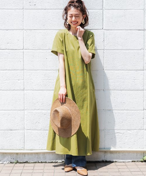 リネンタッチバックリボンワンピース コカ Coca Magaseek