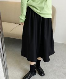 Aimoon(アイモン)/Aラインスカート レディース 無地/ブラック