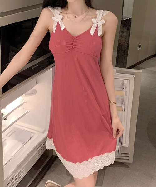 セール パジャマ キャミワンピース ルームウェア レディース 部屋着 寝巻き パッド付 レース切替 セクシー おしゃれ ショッピングゴー Shoppinggo Magaseek