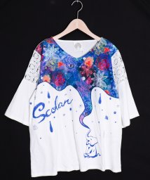 ScoLar(スカラー)/ゾウシャワー柄アップリケTシャツ/オフホワイト